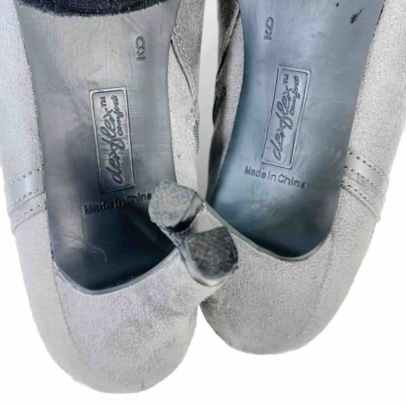 DexFlex Comfort Ankle Bootie Sz 9 Shoes High Heels Gray Suede Pumps Side Zip - Picture 10 of 16